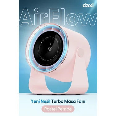Daxi Airflow AF02 Yeni Nesil Şarjlı Turbo Masa Fanı, Ultra Güçlü Hava Akışı, 100 Kademeli,