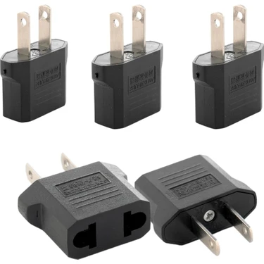 Derwell 5 Adet Türk Fişi Amerikan Tip Fişe Çevirici Seyahat Adaptörü 2 Pinli Düz Plug Travel