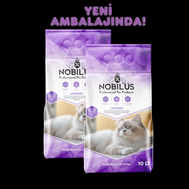 Nobilus Lavanta Kokulu 2'li Avantaj Paketi Koku Hapseden, Tozsuz,topaklanan Kedi Kumu 10 Lt x 2