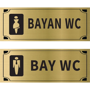 Mayeka Bay Wc Bayan Wc Ikili Levha Set Altın Metal Yönlendirme Tabelası Kişiye
