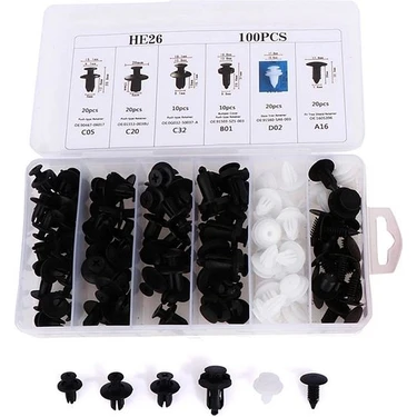 Meyzone 100 Parça Renault Oto Fastener Klip Seti Tampon Kapı Pervazı Tutucu Raptiye Klips