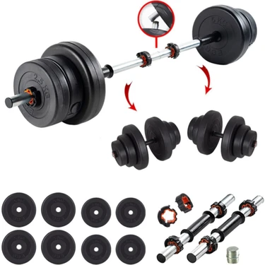 Ecgspor 32 Kg Multifonksiyonel Birleştirilebilir Halter Seti Ve Dambıl Seti Ağırlık Fitness