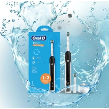 Oral-B D16 Pro1 Easy Clean Diş Fırçası Orta Sertlikte Fırça Kılı 2 Parça Siyah
