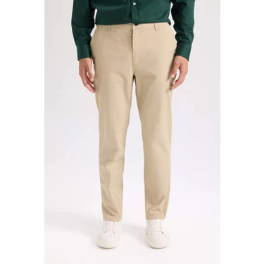 DeFacto Regular Fit Normal Kesim Yazlık Düz Paça Chino Kanvas Pantolon