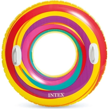 intex Elite Çizgili Desen El Tutunmalı 91 cm Deniz Simidi 1 Adet Renkli ve Dayanıklı