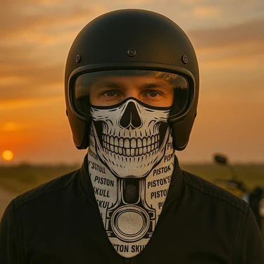 Piston Kurukafa Desenli Dikişsiz Dijital Baskı Baf Buff Bandana