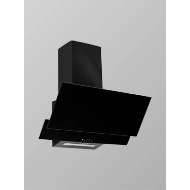Exep ED-401 Siyah Cam Davlumbaz Duvar Tipi Eğimli Tasarım 60 cm 450 m³/h Hava