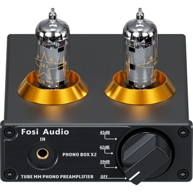 Fosi Audio Box X2 Phono Tüp Amplifikatörü, Hifi Ön Amplifikatör, mm Pikap Için, Kazanç Ayarlı Döner