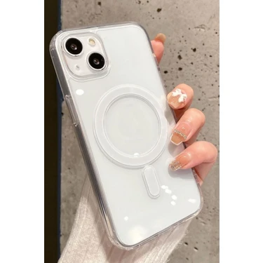 Fibaks Apple Iphone 13 / 14 Kılıf Kablosuz Şarj Magsafe Uyumlu Köşe Korumalı Şeffaf