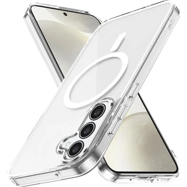 Fibaks Galaxy A56 Kılıf Magsafe Wireless Kablosuz Şarj Destekli Sert Şeffaf Darbe Emici