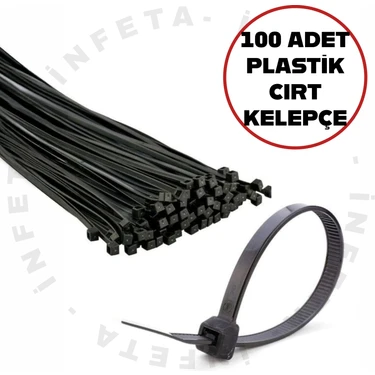 100 Adet 20CM Kablo Bağı Plastik Cırt Kelepçe