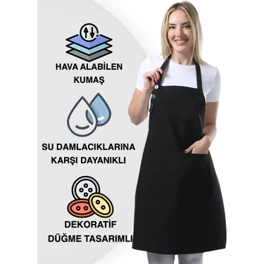 Toshe Boyun Ayarlı, Suya Dayanıklı, Cepli Şef, Aşçı, Mutfak Önlüğü , Cafe, Barista, Kuaför, Ressam
