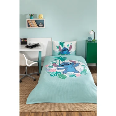Özdilek Stitch Summer Tek Kişilik Disney Lisanslı Lastikli Çarşaf Çocuk Nevresim