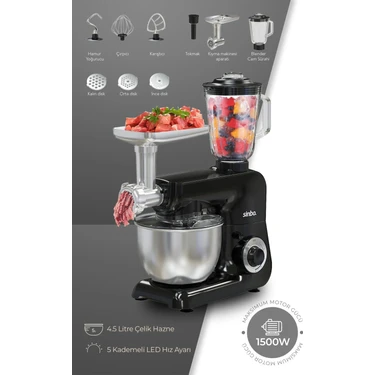 Sinbo SMX-2775 Çok Amaçlı Mutfak Şefi 1500W Güç ve 4,5L Kapasite ile Metal Standlı