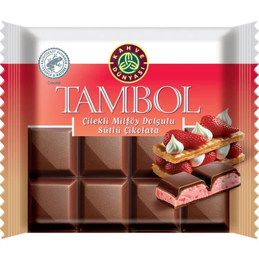 Kahve Dünyası Çilekli Milföy Dolgulu Sütlü Çikolata 100 gr Tambol