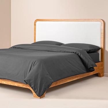 %100 Pamuk Percale Nevresim Seti 200X220 cm Antrasit - Pure Serisi