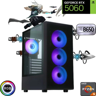Güneysu Ryzen 5 7500F 32GB Ddr5 1tb SSD Rtx 5060 B650 Anakart Masaüstü