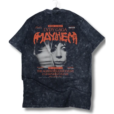 Oversize Mayhem Lady Gaga Baskılı Yıkamalı T-Shirt, Unisex Fiyatı