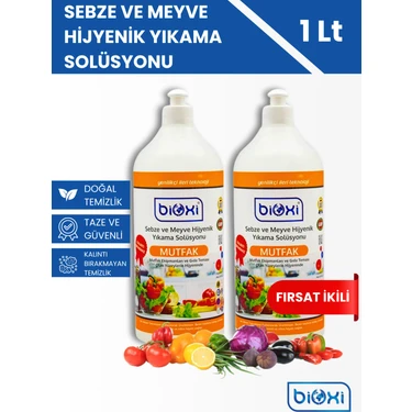 Bioxi Sebze Meyve Yıkama ve Mutfak Yüzey Hijyen Solüsyon, Doğal ve Kalıntı Bırakmayan Solüsyon (2