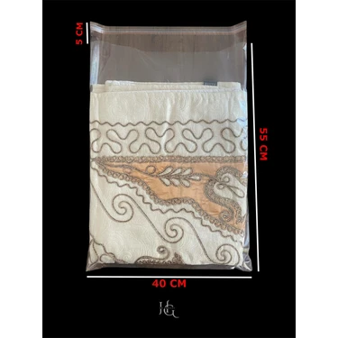 HG Tedarik 25 Adet 40X60 cm Bantlı Yapışkanlı Şeffaf Opp Jelatin Poşet, Çeyiz Poşeti (