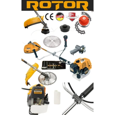 Rotor Profesyonel Yan Tırpan 2.1 HP Benzinli 52 cc, Ot Çalı Çim Biçme