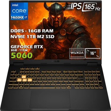 ASUS TUF Gaming F16 FX608JMR-RV024-Gaming Intel Core i7 14650HX 16GB 1TB SSD RTX5060 8GB 115W 16"
