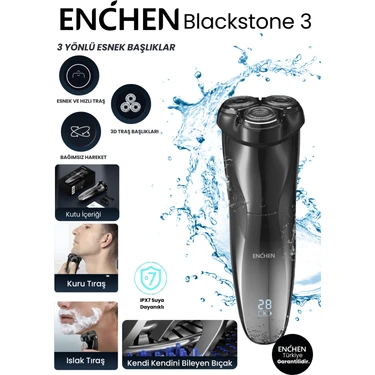 Enchen Blackstone 3 jc Şarj Edilebilir Islak Kuru Çift Kullanımlı Elektrikli Traş