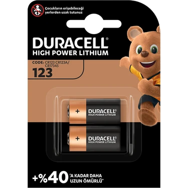 Duracell CR123 / CR123A / CR17345 3 Volt Lityum Pil Şarj Cihazı 2'li Paket Yüksek
