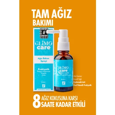 Glimo Care Doğal Ağız Bakım Ve Boğaz Spreyi | Anında Ferah Nefes & Ağız Kokusu Önleyici | Alkolsüz