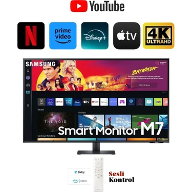 Samsung M7 43'' Wifi Bağlantı 4K Ultra Hd HDR10 60hz 4ms (Hdmı Type-C) Slim Akıllı Monitör Tv -Uhd