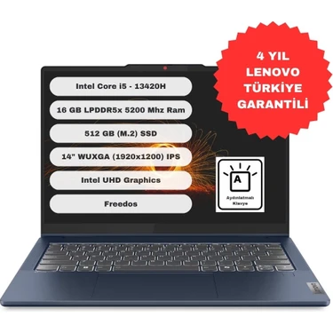 Lenovo Ideapad 5 Intel Core i5 13420H 16GB 512GB SSD Freedos 14" WUXGA Taşınabilir Bilgisayar