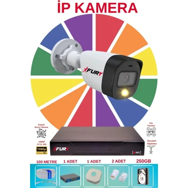 Fury 1 Li Ip Güvenlik Kamera Seti Sesli 4mp Gece Renkli Su Geçirmez 5515S