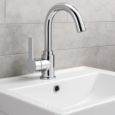 Sardıcı Lavabo Batarayası Çift Su Girişli Gümüş Renkli Modern Tasarım