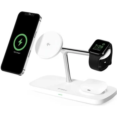 ttec AirCharger Trio Pro Qi2/MagSafe Özellikli 15W iPhone/Android Özellikli 3’ü 1 Arada iPhone +