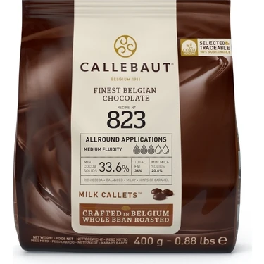Callebaut 823 Sütlü Kuvertür Drop Çikolata 400 gr %33.6 Kakao Oranı ile Kolay Kullanım İçin