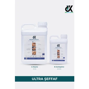 Erkon Kimya Ultra Şeffaf Döküm Tipi Epoksi Reçine 7,5 kg Füme - Şeffaf Set ile Epoxy Masa Sehpa