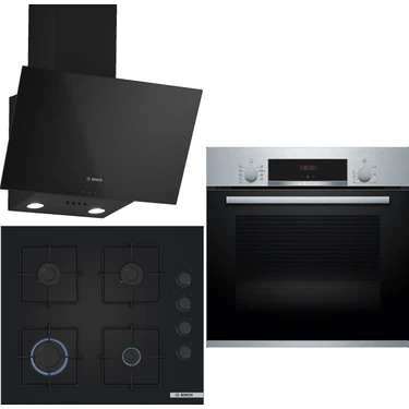 Bosch Siyah 3'lü Ankastre Set 328 ( HBF534ES3T - POP6C6P30O - DWK63PJ60T (61T)