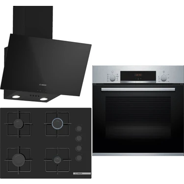 Bosch Siyah 3'lü Ankastre Set 333 ( HBF534ES3T - POP7C6P30O - DWK63PJ60T (61T) ) 67 cm