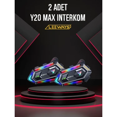 2 Adet Y20 Max Telsiz Özellikli 5.3 Motosiklet Kask Kulaklık Intercom Işıklı Motorsiklet