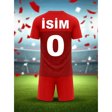 Bite Nose Özel Tasarım Isme Özel Yazdırmalı Türkiye Kırmızı Çocuk Milli Takım Forma Tişört ve Short