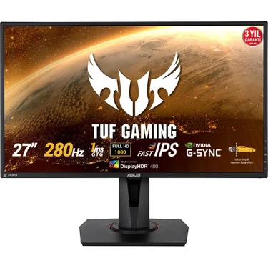 ASUS TUF Gaming VG279QM 27 inç 280Hz 1ms Full HD Adaptive Sync Fast IPS Pivot Gaming