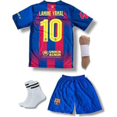 (Lamine-Yamal 10 Numara Barcelona 2026 Yeni Sezon Iç Saha Taraftar Çocuk Forması 4'lü