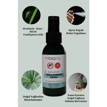 Kene & Sivrisinek Kovucu Doğal Aromatik Sprey 100 ml - Doğal Sivrisinek