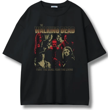Unisex The Walking Dead Yazılı Tişört, Oversize Seri Dizi Fiyatı
