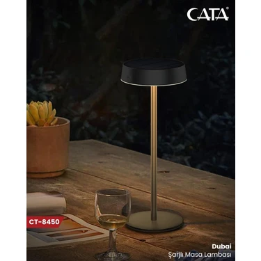 CATA CT-8450-DUBAI Solar Şarjli Masa Lambası Siyah Plastik Fiyatı