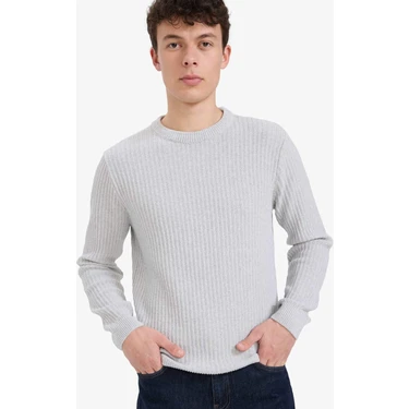 DeFacto Standart Fit Bisiklet Yaka Basic Dokulu Triko Kazak