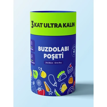 Satecs Şeffaf Premium Buzdolabı Poşeti  70 Adet Orta Boy 24X38