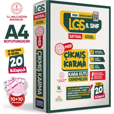 Karakutu Yayınları 2026 8.Sınıf LGS 10lu Deneme ÇIKMIŞ Soru Arşivi Karma Deneme Sınavı Paketi