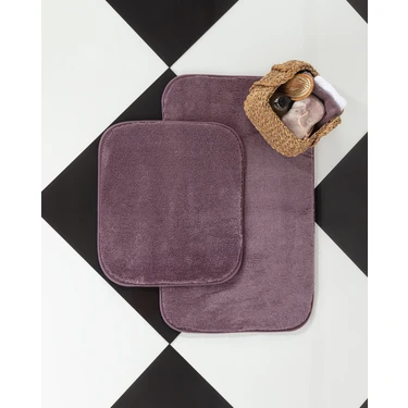 Madame Coco Carol 2'li Banyo Paspası - Koyu Mürdüm - 50x80