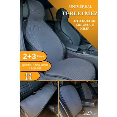 Meka Part Terletmez Koltuk Koruyucu Kılıf 5 Parça Universal Füme 2+3 %100